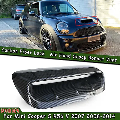 For Mini Cooper S R56 2007-2014 Hood Bonnet Scoop Vent Cover Carbon Fiber Look • $75.30