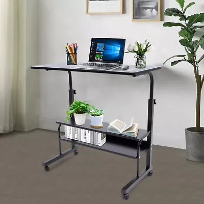 Mobile Side Table Study Room Laptop Desk Cart Adjustable Rolling Desk Stand • $32.30