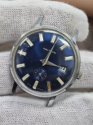 1960's Vintage WALTHAM Men’s Watch Hand Wind Rare Blue Diamonds Dial Working • $79.95