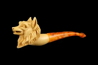 Wolf Meerschaum Pipe Cigarette Hand Carved Tobacco Smoking 海泡石 With Case • $73.60