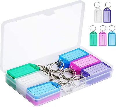 Key Tags Container Plastic Keys Labels Ring Label Window 5 Colors 20 Pack • $8.94