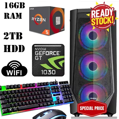 Gaming Computer AMD Ryzen 5 1600 2TB HDD 16 GB RAM Geforce GT 1030 Gaming Deskto • $899.99