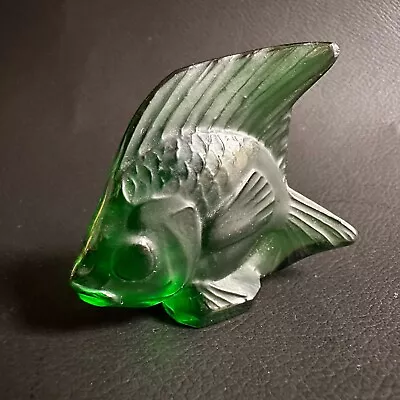 Signed Lalique Green Meadow Crystal Art Glass Angel Fish Figurine Made In France • £102.28