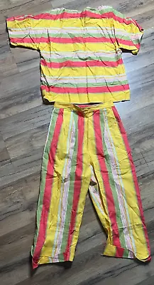 1960s VTG Mr. Mort Linen Day Pajamas Stripped Suit • $39.97