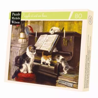 MICHELE WILSON Hand-Cut Wooden Puzzles Unique Shapes -  La Lecon De Piano 80pcs. • $39.99