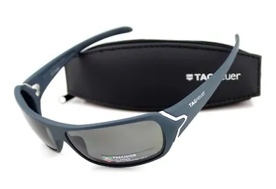 RARE POLARIZED New TAG Heuer RACER Matte Blue Grey Wrap Sunglasses TH 9202 804 • £361.49