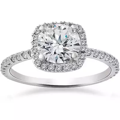 Certified 2 1/2Ct Cushion Halo Lab Grown Diamond Engagement Ring Gold (G/VS-SI1) • $1150.25