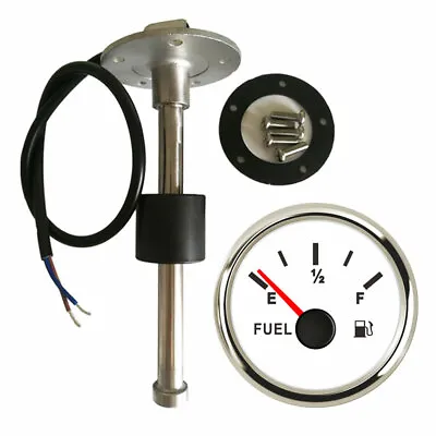 52MM Fuel Level Gauge With 165MM Sender 0-90ohms For Car Marine Motorcycle White • $43.35