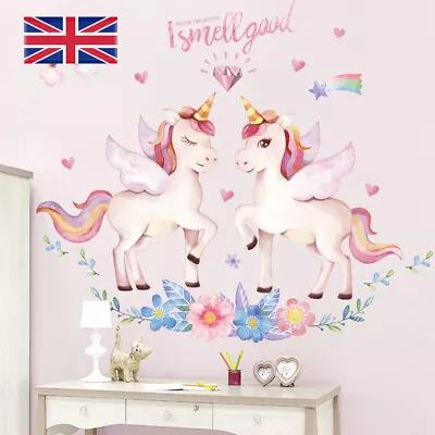 £5.25 • Buy Cartoon Unicorn Wall Sticker Kids Baby Nursery Room Wallpaper Animals Posters