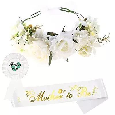 Baby Shower Decorations For Mom To Be - Set Of 3 Adjustable Flower Crown Tiar... • $23.03