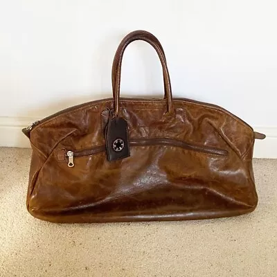 Jas M B London Vintage Brown Soft Leather Travel Bag • £20