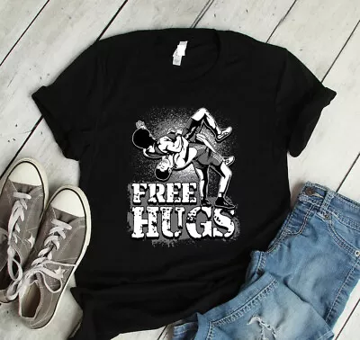 Free Hugs Wrestling Shirt Custom Wrestling Gift Freestyle Wrestling Team Ho... • $19.50