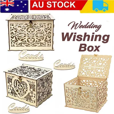 Wishing Well Card Box Decorative Wood Carved Wedding Engagement Party Rustic AUS • $25.60