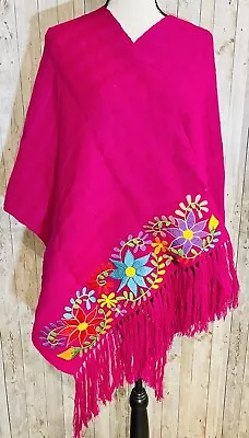 Authentic Mexican Embroidered Shawl Wrap Reboso Bordado Mexicano En Telar • $48