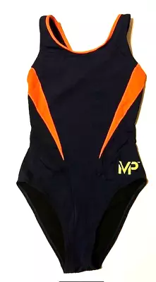 MP Michael Phelps Women’s Navy Blue And Orange One Piece Swimsuit Size 30 • £8.63