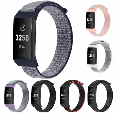 Nylon Loop Bracelet Sport Watch Band Strap Replacement For Fitbit Charge 6 5 4 3 • £4.59