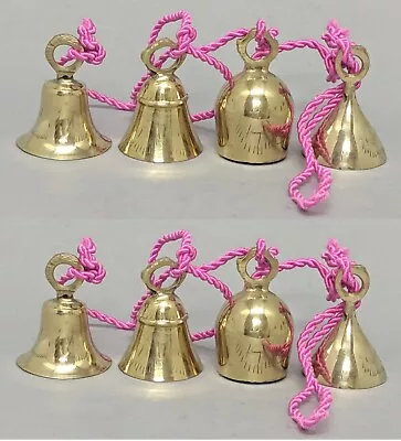 Bells Brass 4 On 36 Long Pink String Bells 1.5 Dia 3 Tall Set/2 FREE SHIPPING • $14.96