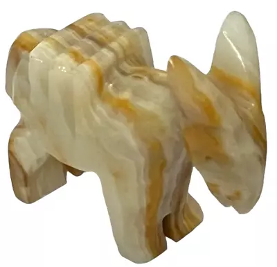 Vintage Hand Carved Onyx Donkey Burro Mule Collectible 3” Figure White&Gold Tone • $22