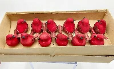 Vtg Box Of New Old Stock Dozen Cardinal Mushroom Birds For Crafts And More • $17.99