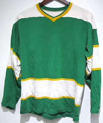 Vtg Bauer MINNESOTA NORTH STARS 70s Blank Jersey MED Hockey Cotton Rayon Green M • $101.47