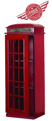 Red London UK Telephone Booth 3 Tier Media Storage Cabinet CD DVD Entertainment • $154.84