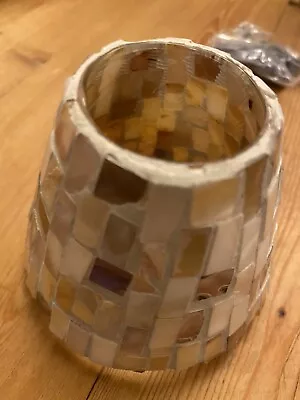 Yankee Candle Mother Of Pearl Mosaic Glass Candle Shade Cover 2012 Earth Tones • £8