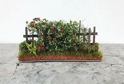 Dollhouse HALF SCALE Red Roses Flowers With Fence 1:24 Scale Miniature 2 Sided • $19.25