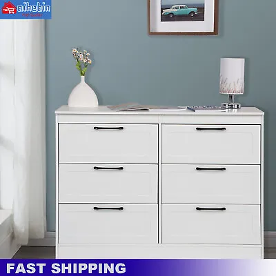 Modern White Chest Of Drawer Bedroom Furniture Storage Bedside 6 Drawers Wooden • £84.86