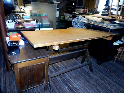 Vtg Oversized Oak Drawing Table Approx.40'' By 60'' • $499