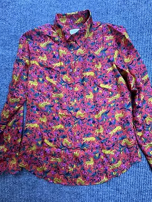 J. Crew Collection Shirt Womens 4 Silk Twill Button Jungle Cat All Over Print • $88.88