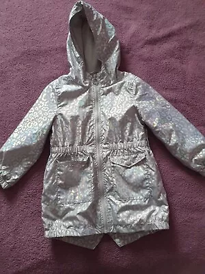 Matalan Girls Silver Geometric  Rain Coat Jacket Size 6 Years  Zip   • £1.99