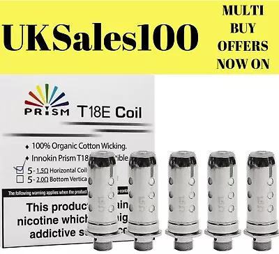 Innokin T18E Coils T22E Replacement Prism Endura Coil Heads 1.5 / 2.0 Ohm~ UK • £8.99