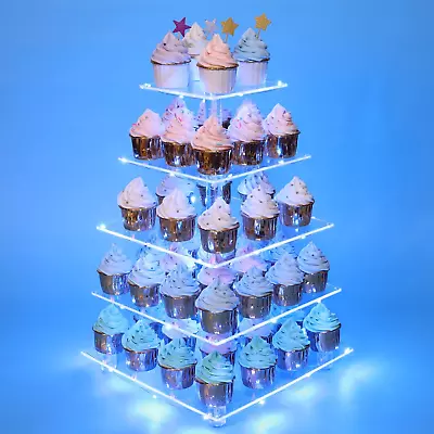 5 Tier Cupcake Stand Clear Acrylic Cupcake Holder - Square Tower Display For De • $51.99