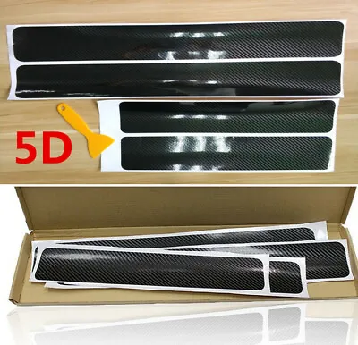New 5D Carbon Fiber Look Car Door Plate Sill Scuff Cover Sticker Anti Scratch • $16.99