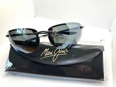 NEW UNUSED Maui Jim HOOKIPA Gloss Black POLARIZED Grey Lens Sunglasses 407-02 • $159