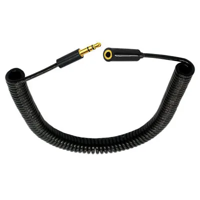 3.5mm 1/8  3Pole TRS Stereo Male To Female Coiled Audio Cable • £5.99