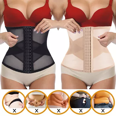 WAIST TRAINER CORSET Breathable Tummy Girdle Belt Sport Body Shaper Control FHN • £7.99