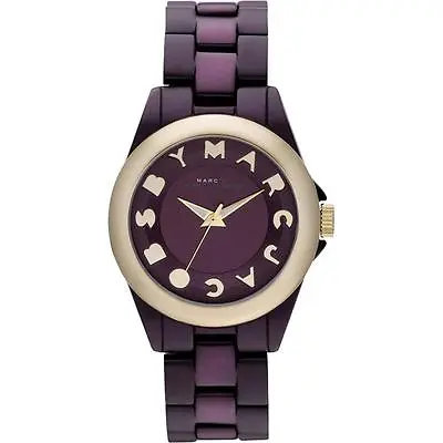 Marc Jacobs Bubble Violetpurple Aluminum Band+gold Tone Dial Watch Mbm3525+box • $174.99