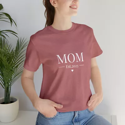 Mom Est. 2023 T-Shirt Mom-to-be Gift Pregnancy Announcement Baby Shower Gift • $18.65