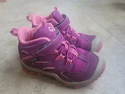 Merrell Kids Boots Chameleon Size 10.5M Access Mid A/C Hiking Berry Coral Strap • $35