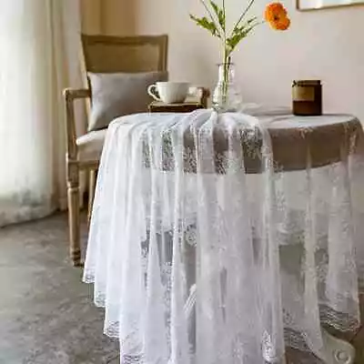 Lace Table Cloth Retro Mesh Tablecloth White Table Cover Wedding Party Decor • $15.45