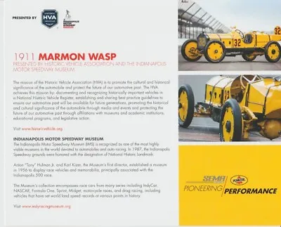 2016 Ray Harroun 1911 Marmon Wasp Indianapolis IMS Shell SEMA Indy 500 Hero Card • $4.99