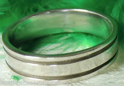 Double Line Vintage Men's 0.925 STERLING SILVER 1/4” Band Thumb Ring Size 14.5 • $157.17