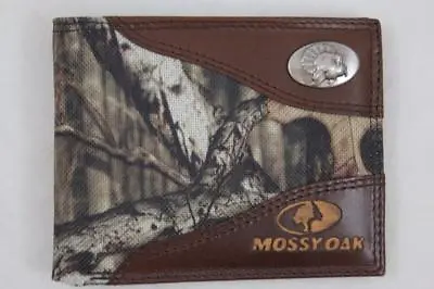 ZEP PRO TURKEY Leather & Nylon MOSSY OAK Camo Bifold WALLET • $44