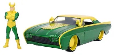Marvel Comics - Loki & 1963 Ford Thunderbird 1:24 Scale-Jada Toys-JAD33357 • $49.99