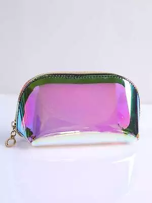 Purple Holographic Portable Makeup Bag Cosmetic Organizer Toiletries Bag Makeup • $6.32