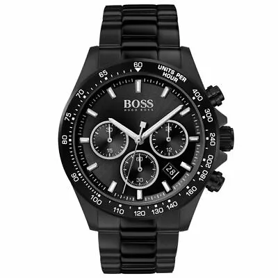 £124.99 • Buy Hugo Boss HB1513754 Hero Men's Black Dial Stainless Chrono Watch + Gift Bag