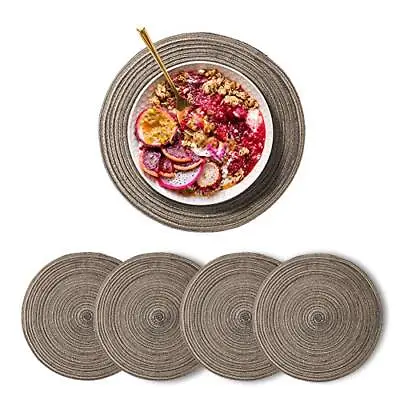  Round Placemats Woven Table Mats For Dining Table Pack Of 4 13.7 X Brown • $17.13