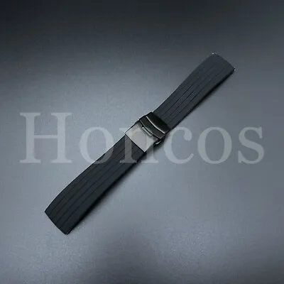 20 MM Color Silicone Rubber Watch Band Strap Deployment Black Clasp Replacement  • $25.33