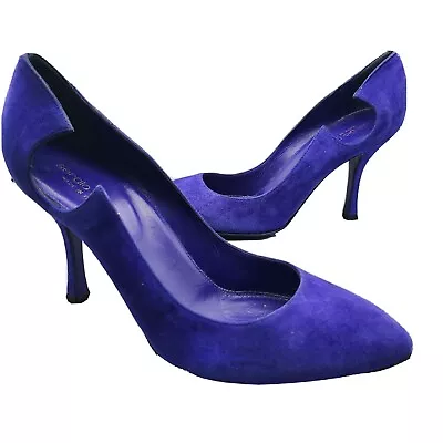 Sergio Rossi Vintage Pumps Stiletto Heels Purple Suede Cut Out US 9.5 10 /40 New • $129